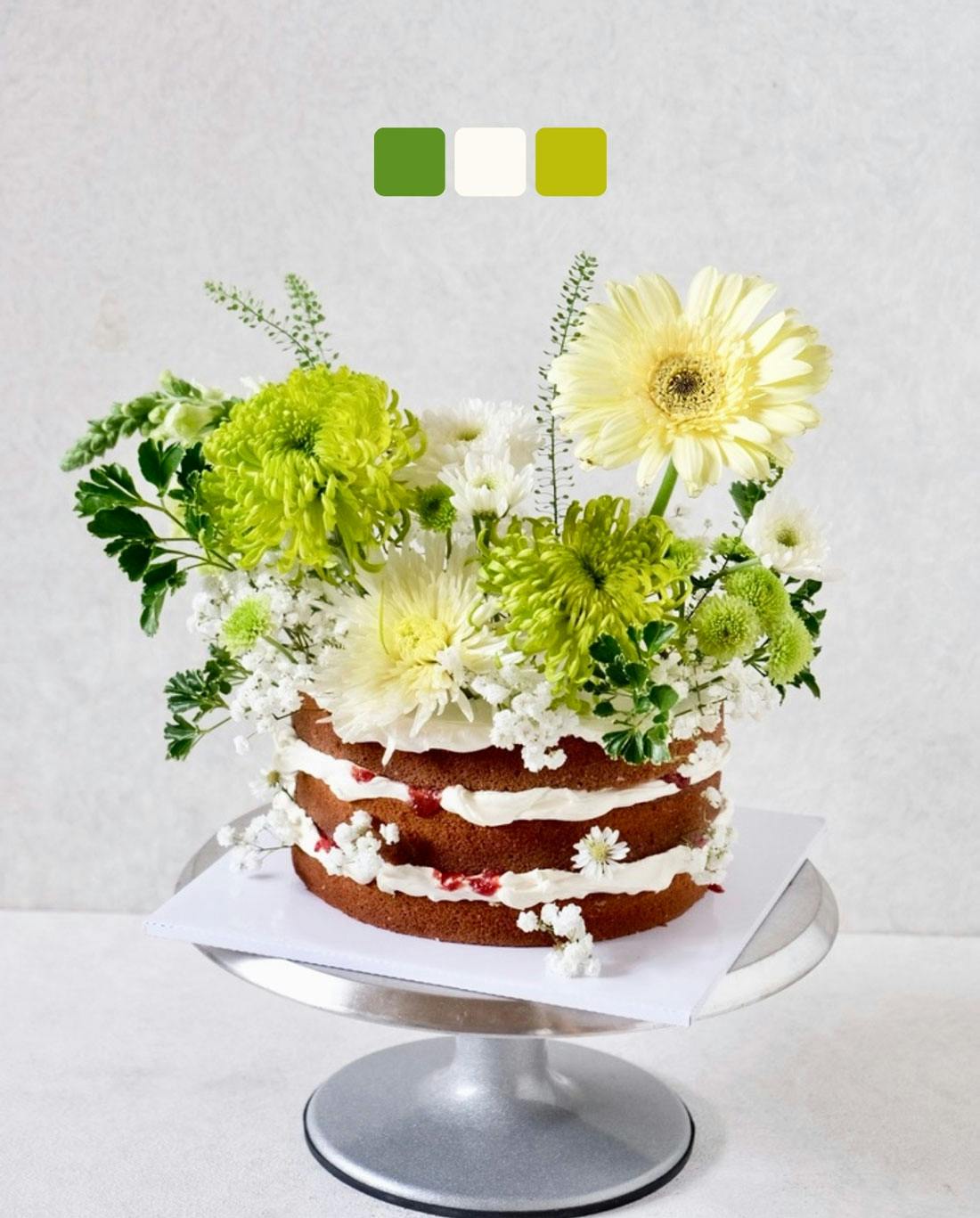 beautiful flower design celebration cake against white background