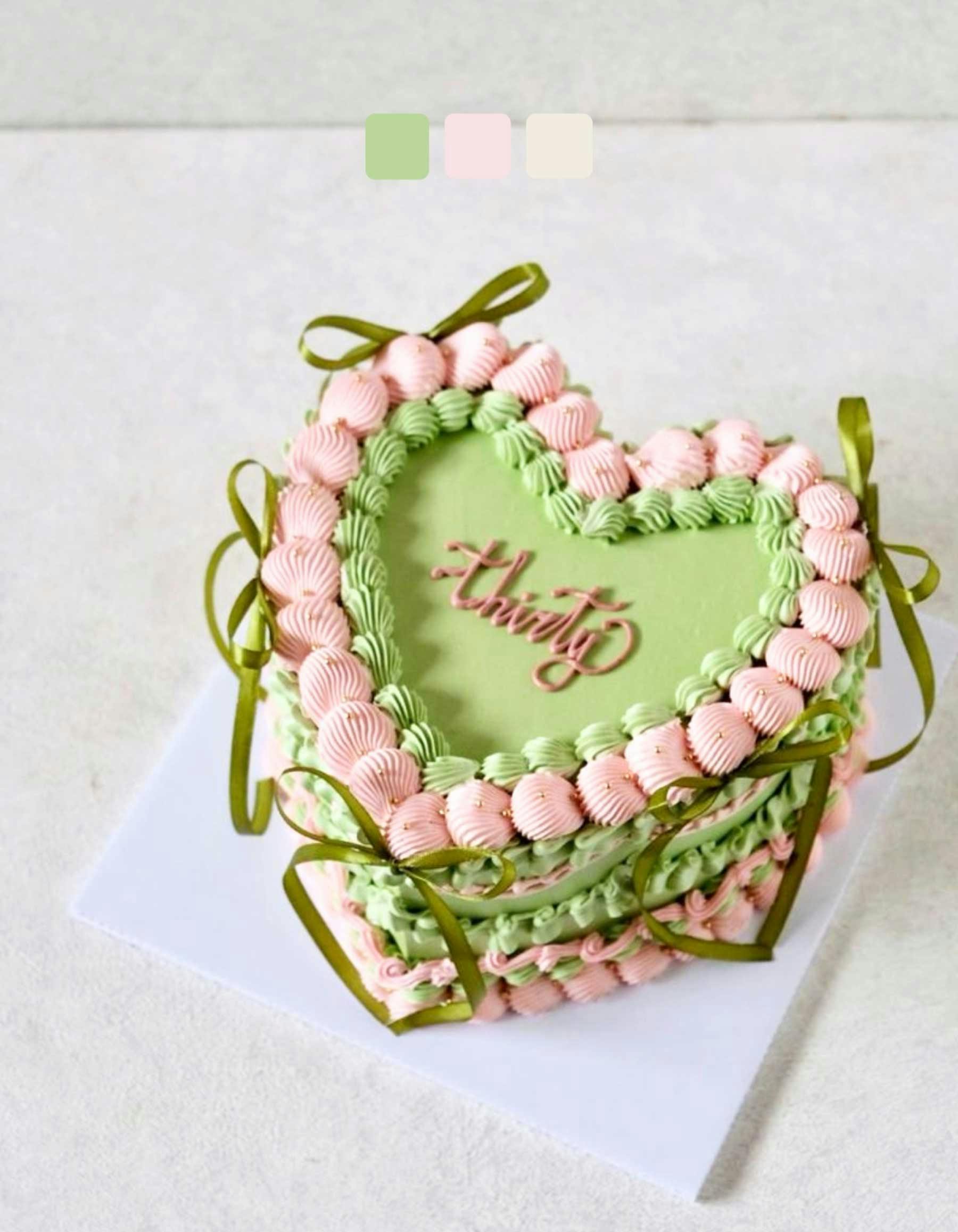 Pink and green royal vintage celebration cake