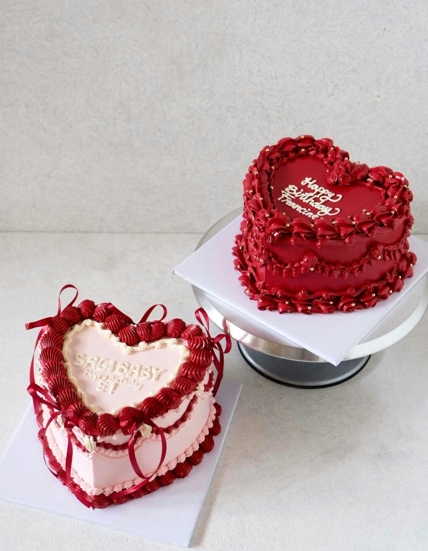 Pink and red royal vintage celebration cake