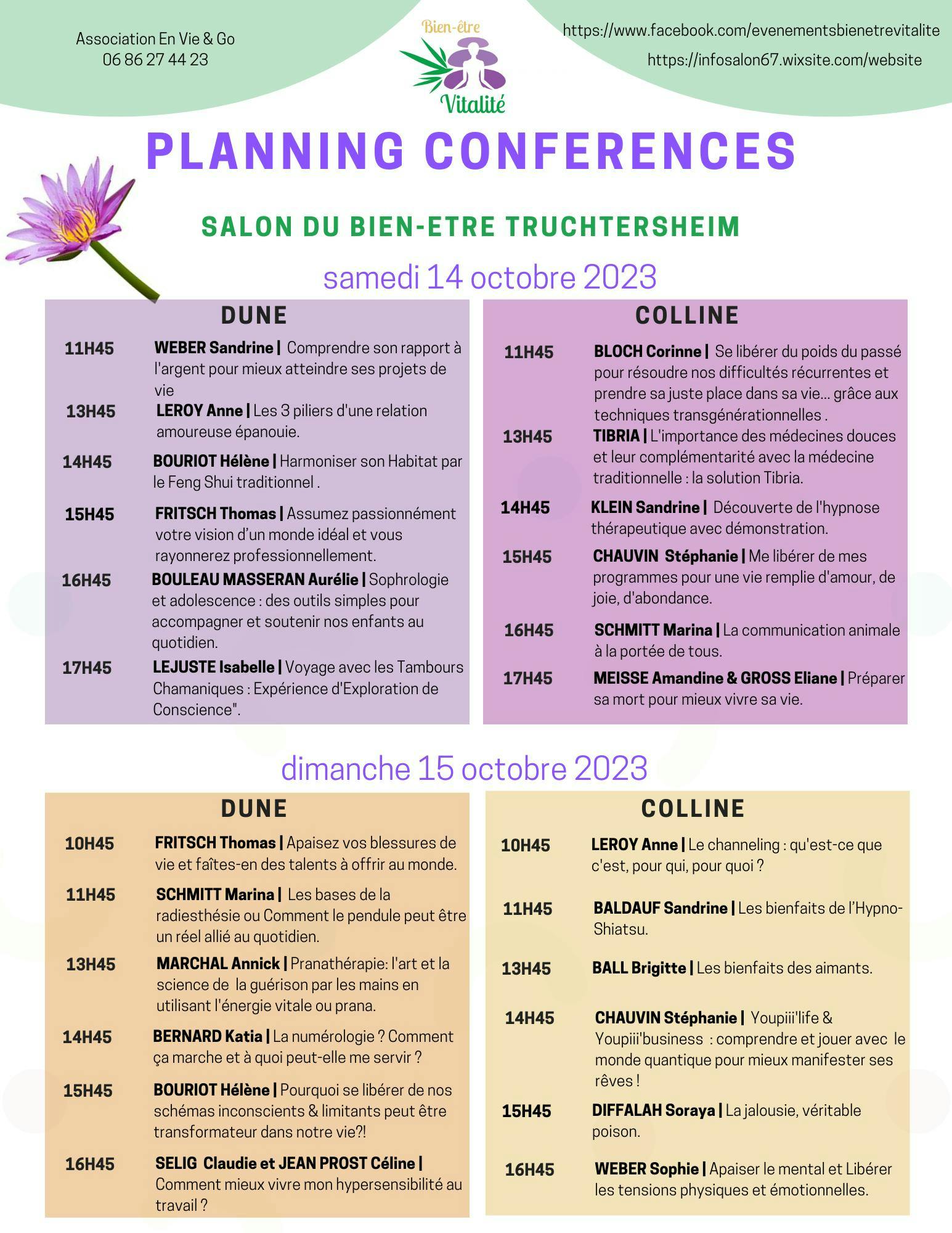 Planning conférences