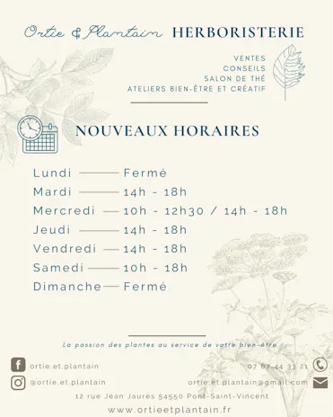 affiche horaires ortie et plantain