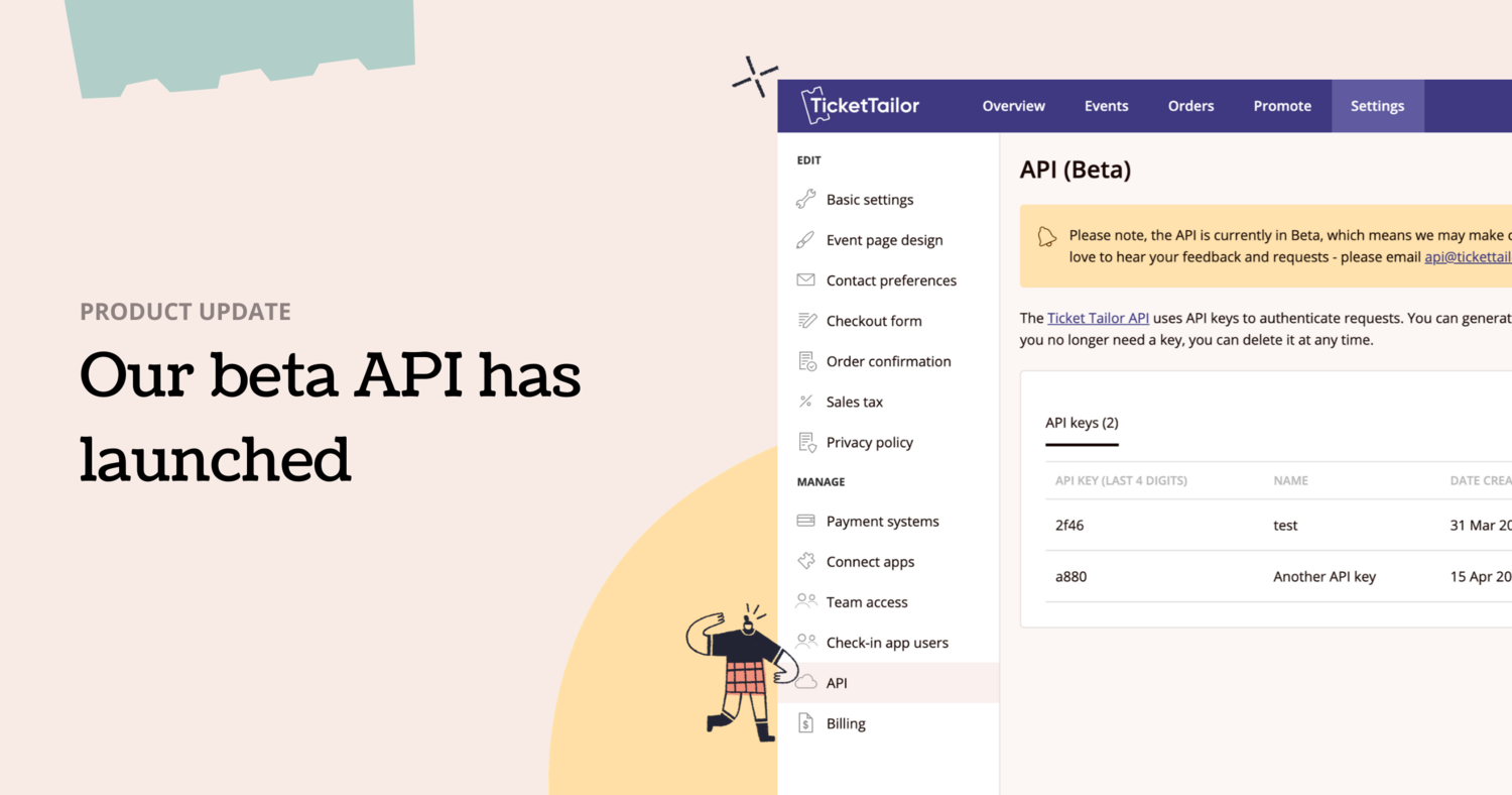 Our beta API has launched | Ticket Tailor