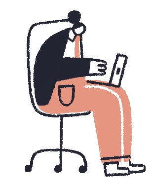 illustration of person on computer