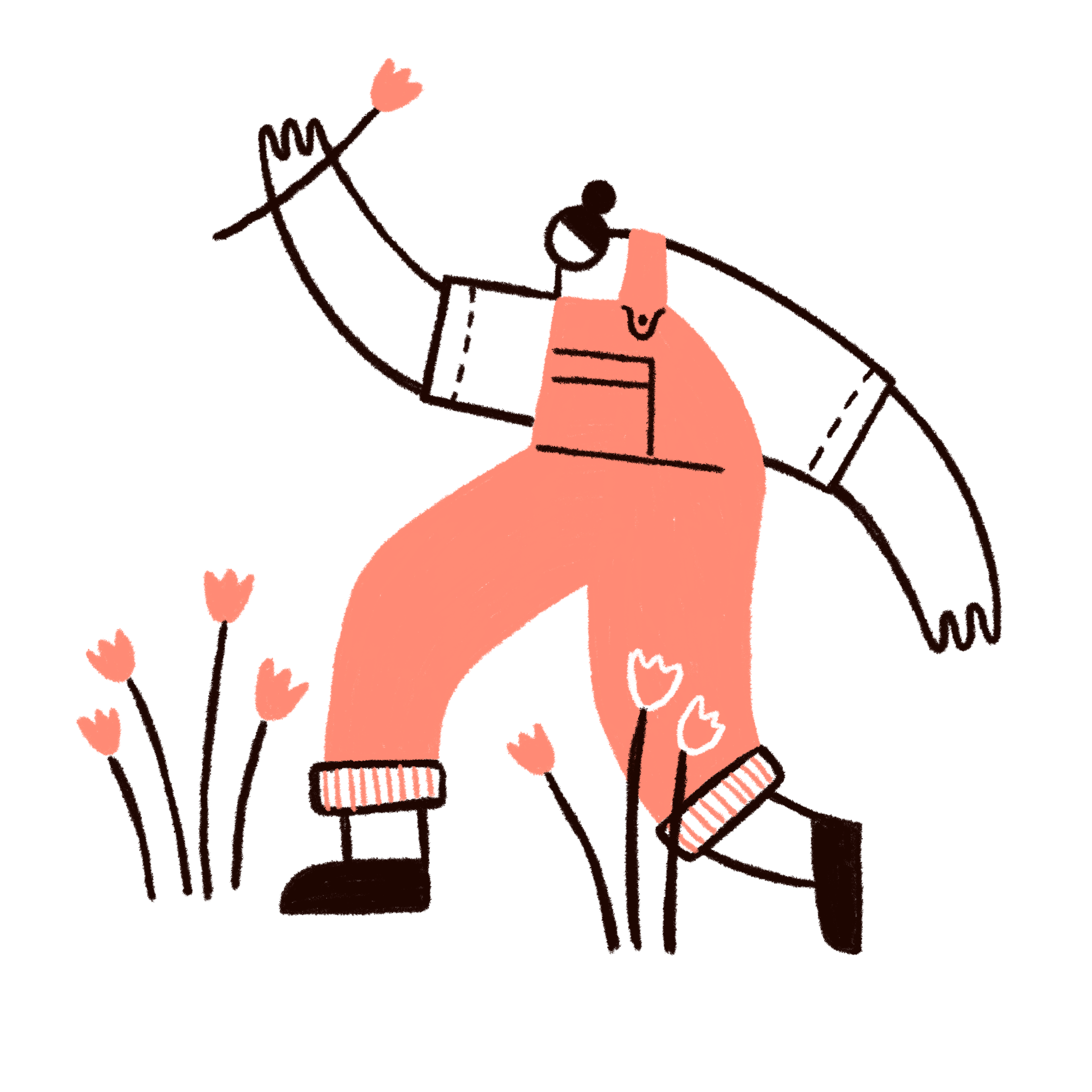 illustration of person picking flowers