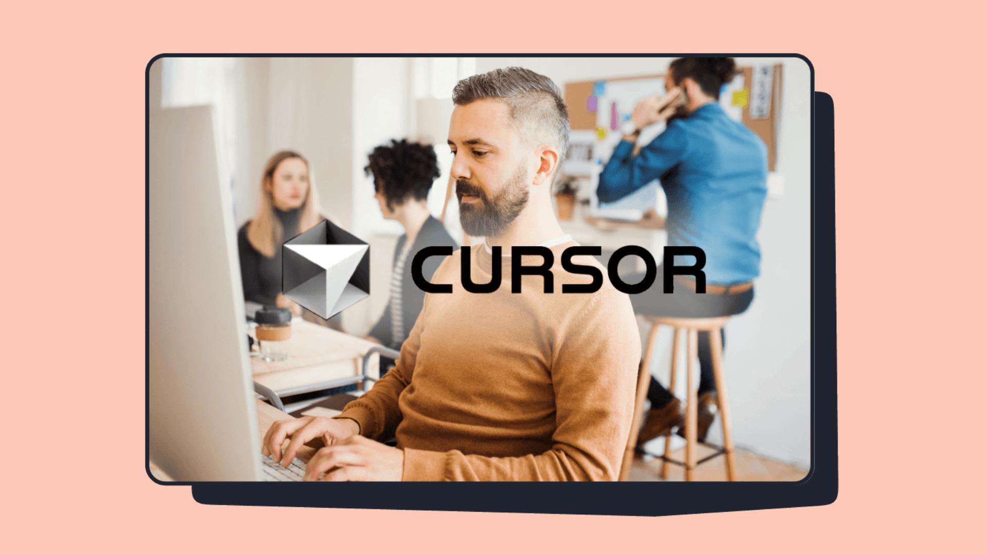 Man working on computer with Cursor logo overlayed 