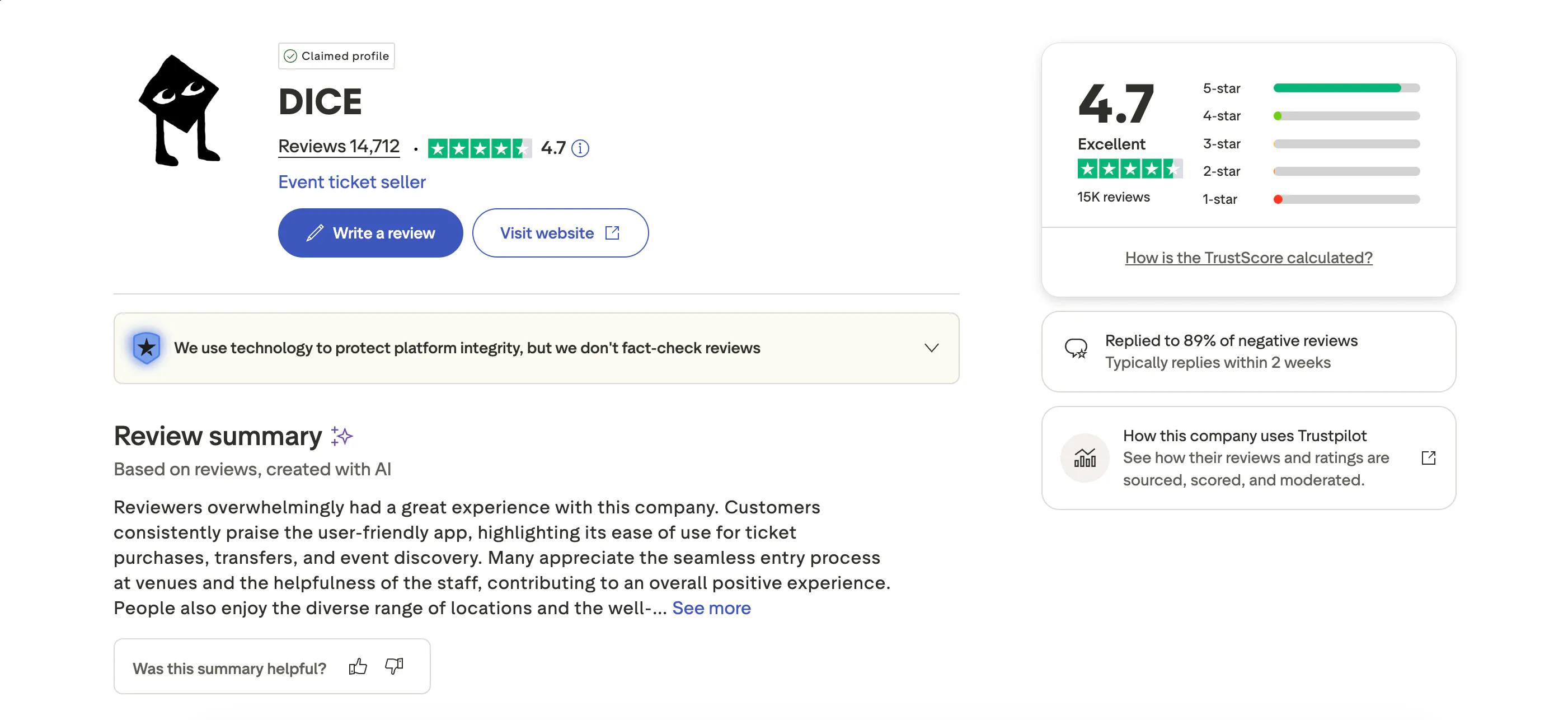 Dice Trustpilot Reviews