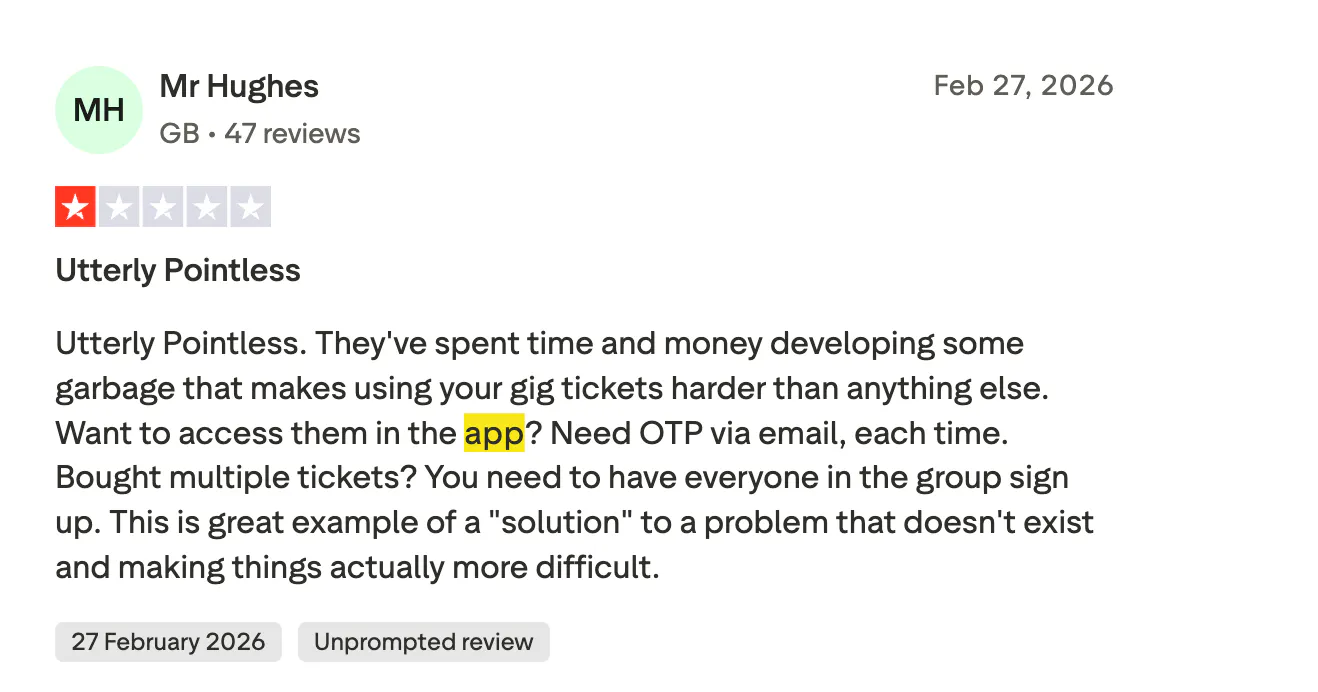 negative dice comment on trustpilot