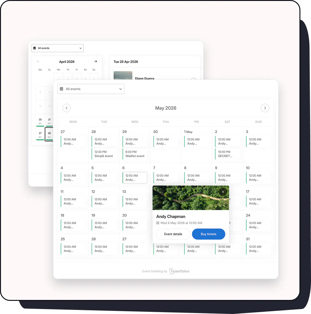ticket tailor calendar layouts example