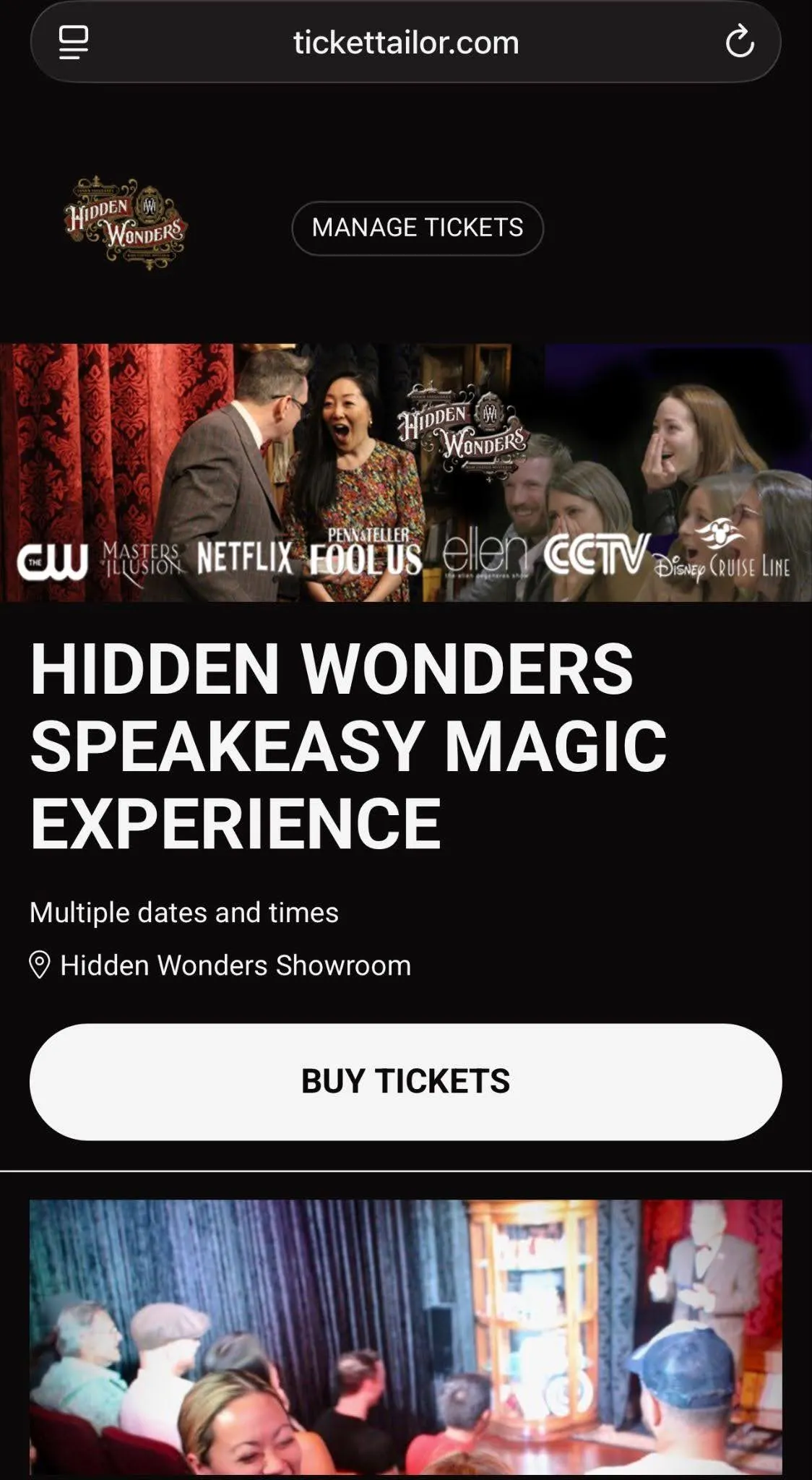 hidden wonders event page mobile