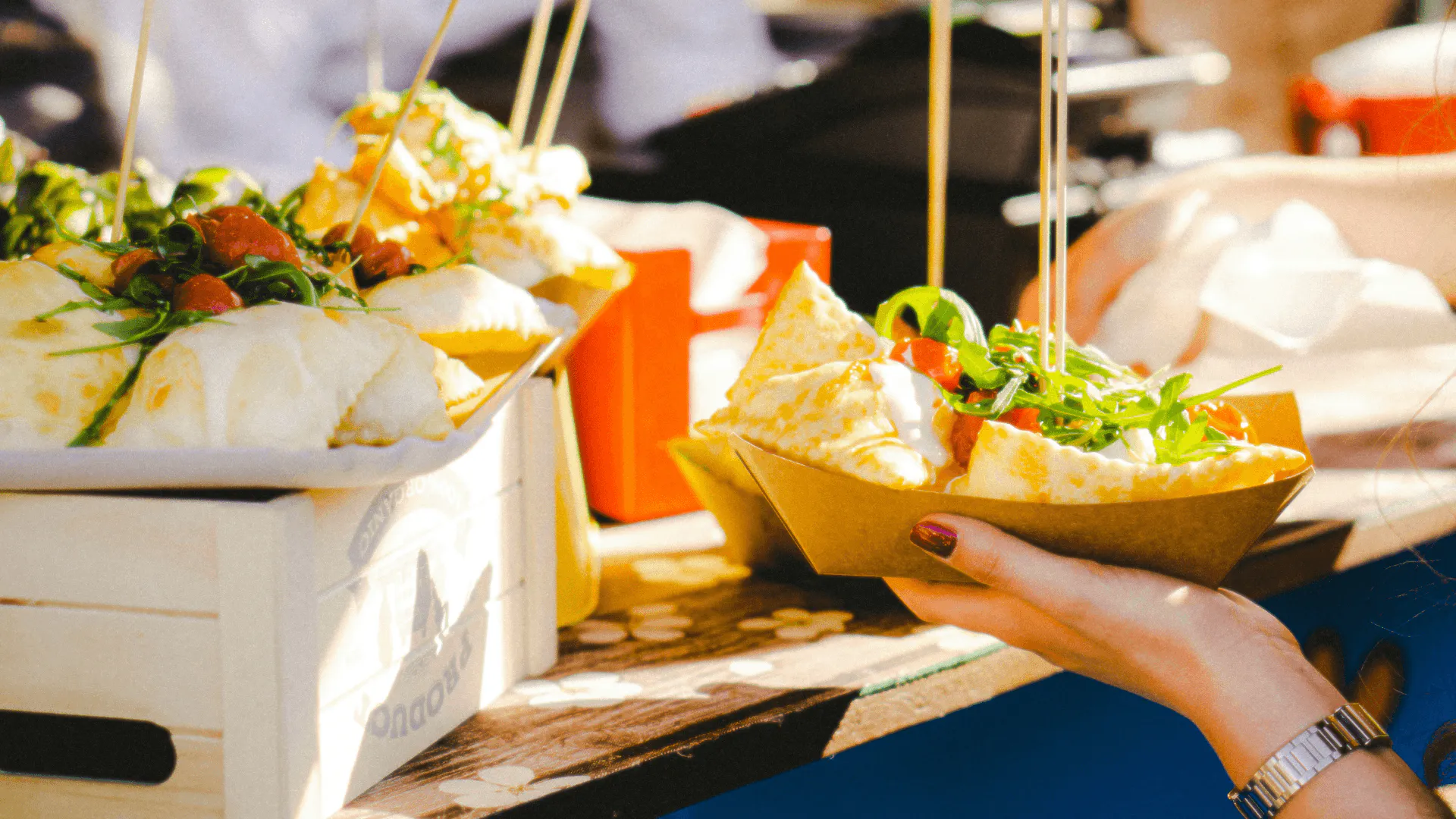Food at a stall from a food festival