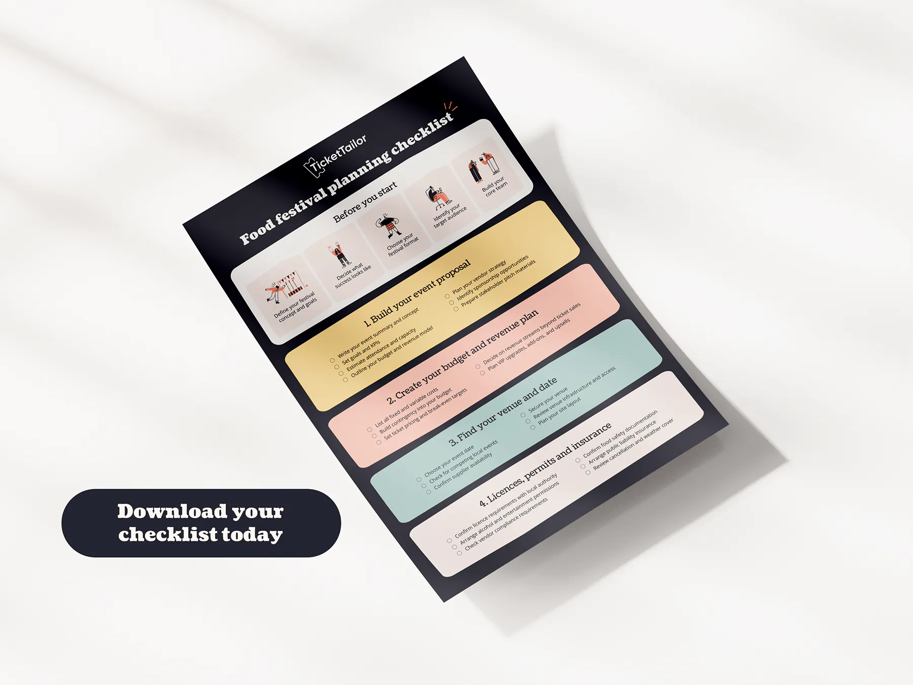 Food festival checklist mockup with download button