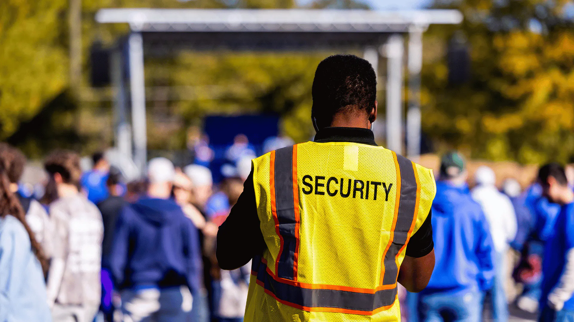 Man in security jacket