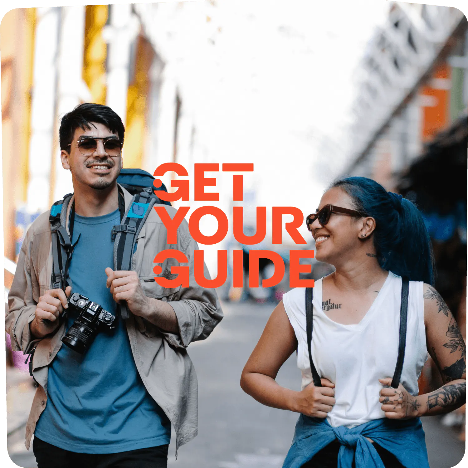 Two people on travel tour