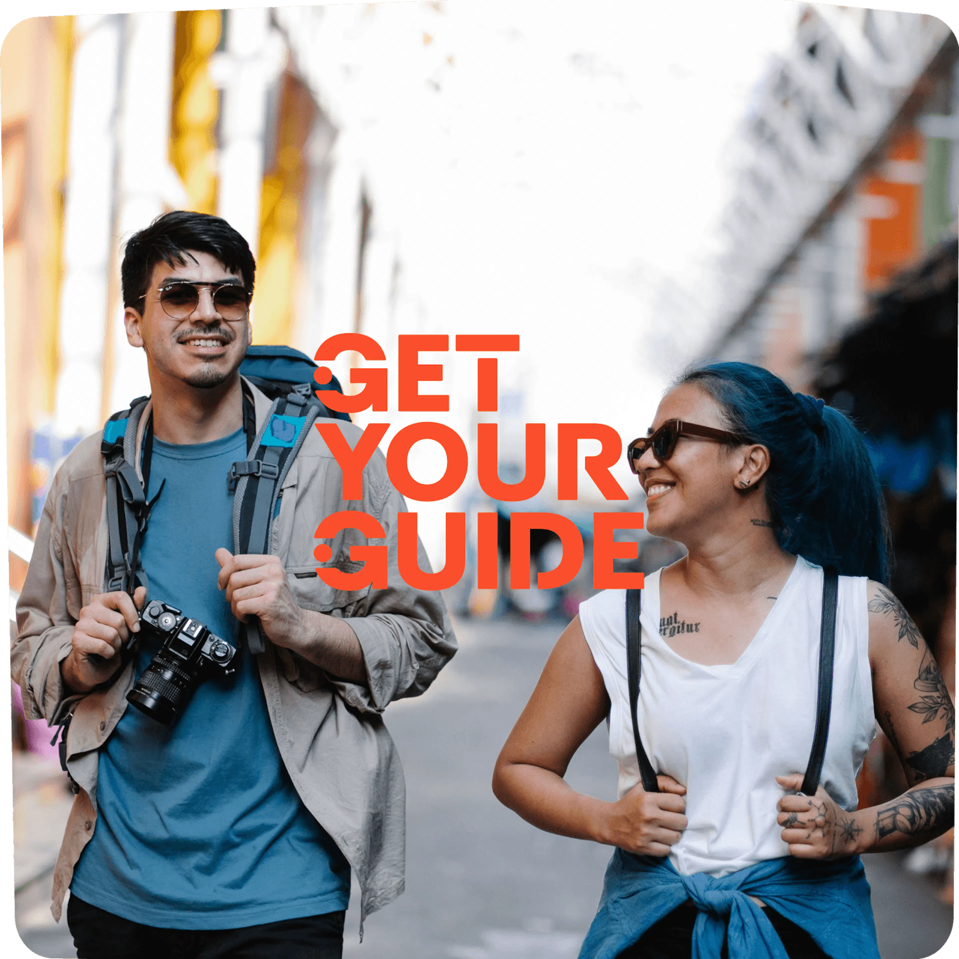 Two people on travel tour