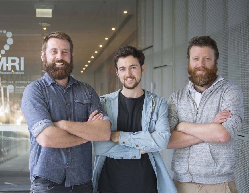 Hone co-founders Dr Antony Martin, centre, with Dr Jamie Flynn, (left), and Dr William Palmer (right)
