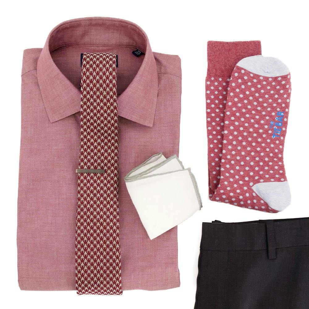 Tonal Burgundy Wedding Outfit