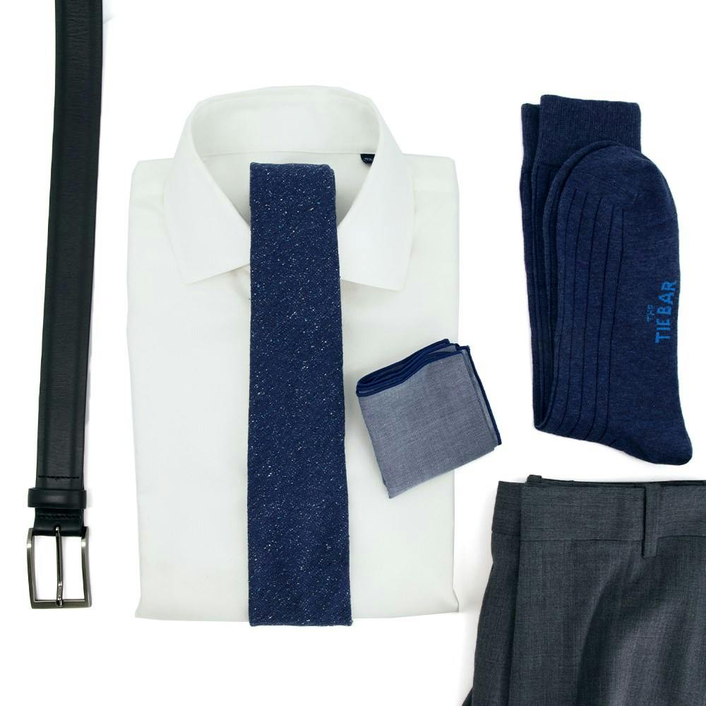 Unlined Textured Solid Navy Wedding Outfit