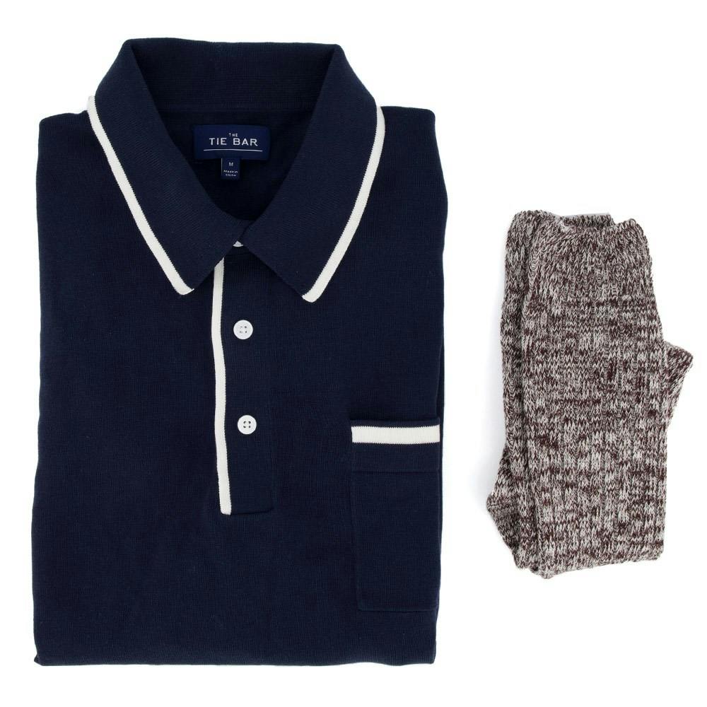 Navy Tipped Polo & Camp Socks Combo