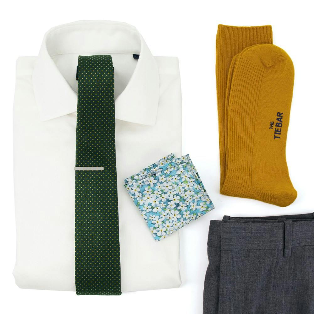 Micro Pin Dot Hunter Green Wedding Outfit