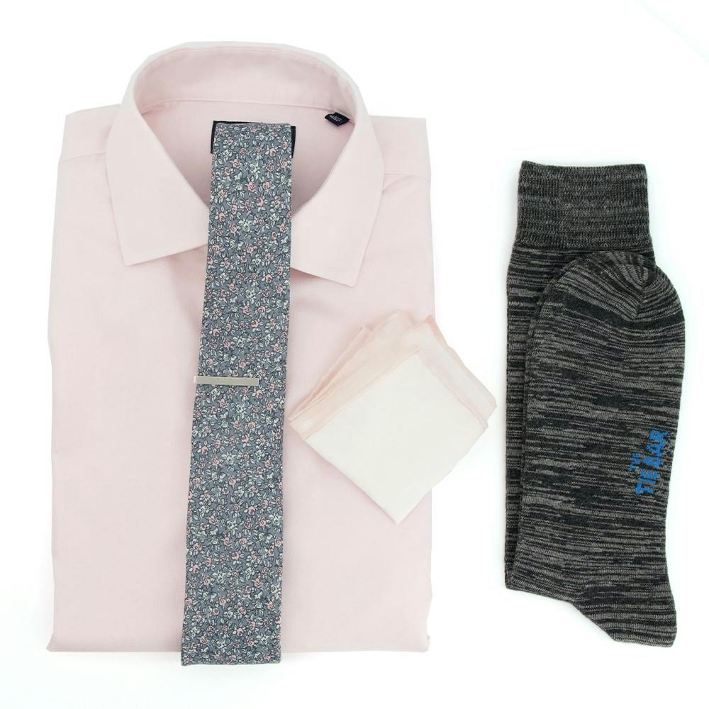Textured Solid Pink Wedding Outfit