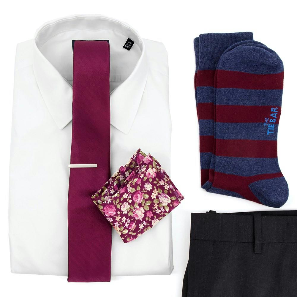 Burgundy Herringbone Wedding Outfit