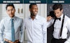 Photograph of 3 different models each wearing a Tie Bar Non-Iron Dress Shirt, Casual Shirt, and Formal Shirt, respectively.