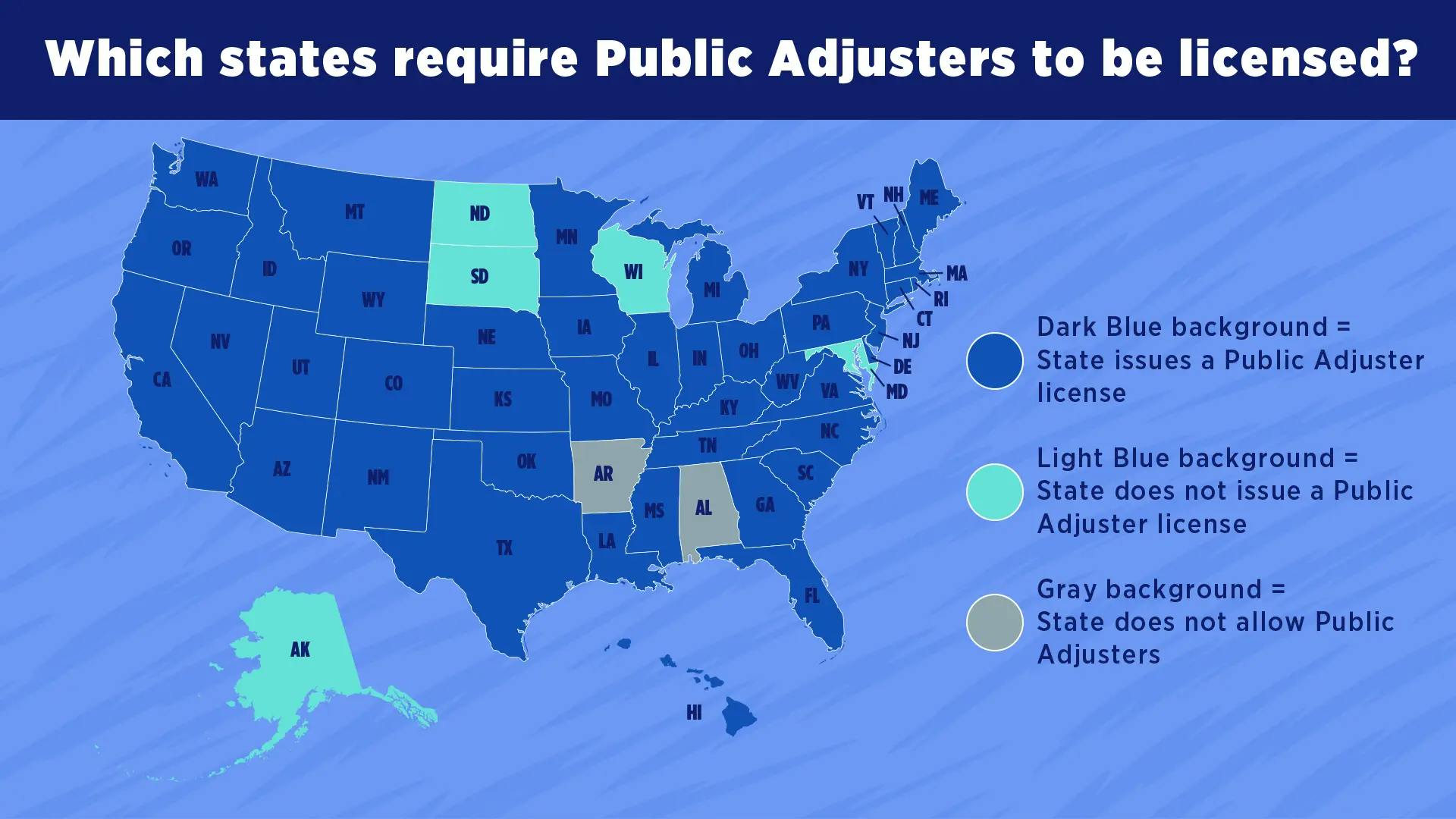 INFOGRAPHIC: What states require a Public Adjuster License?