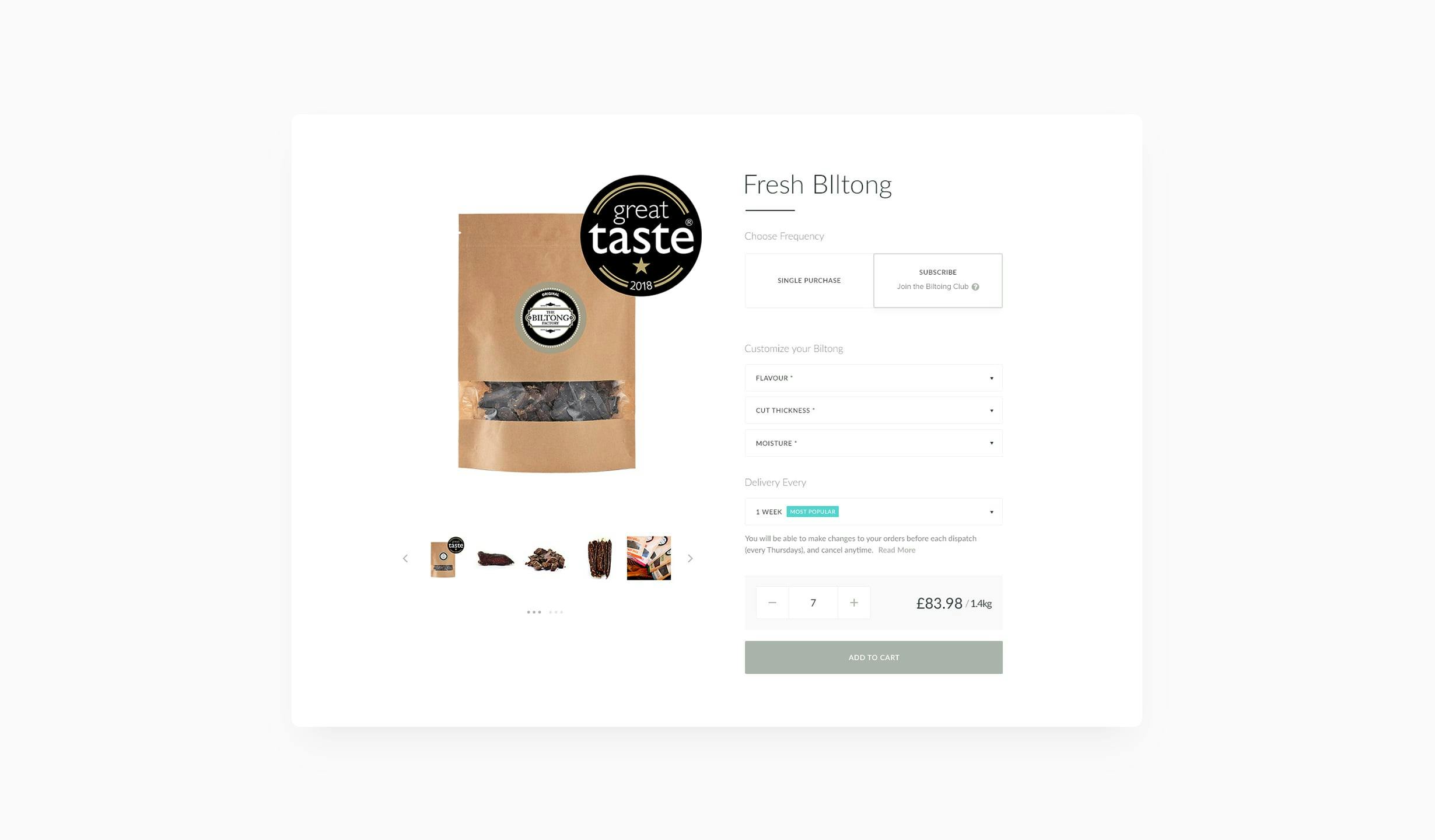 The Biltong Factory Product Detail Page Portfolio Shot