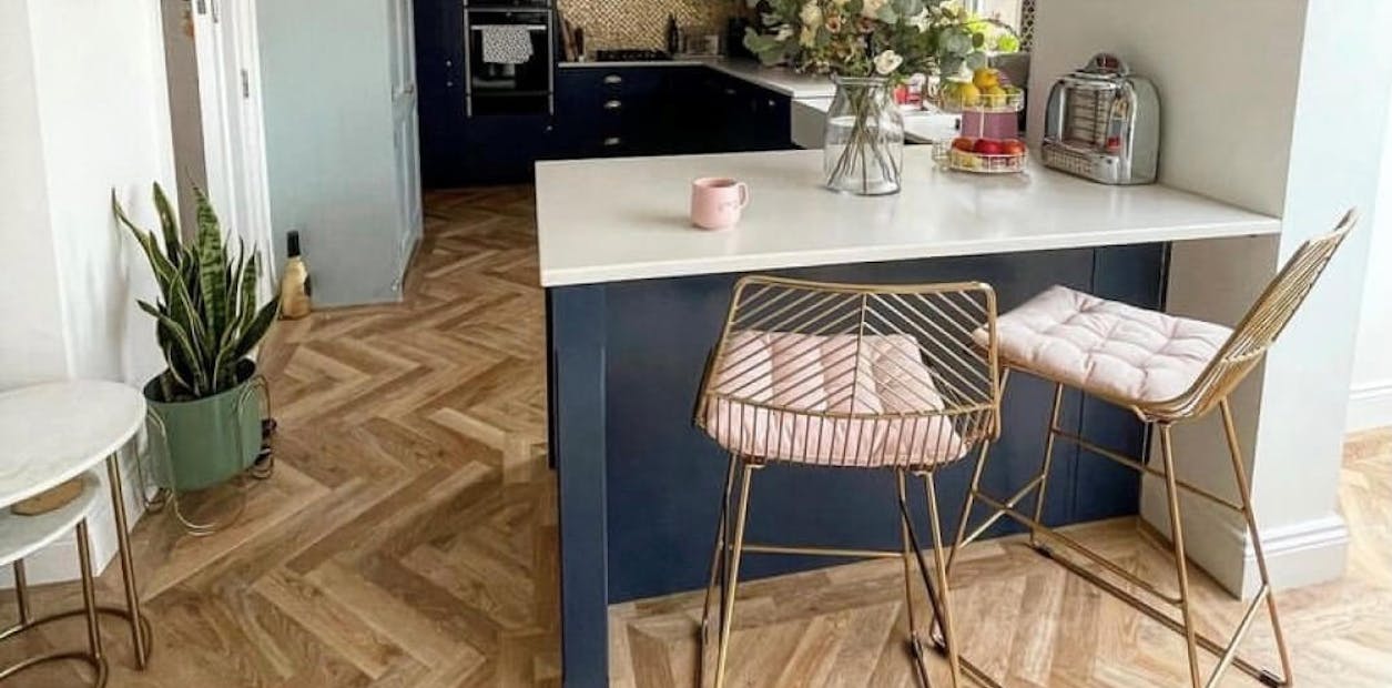 chic kitchen island with light open