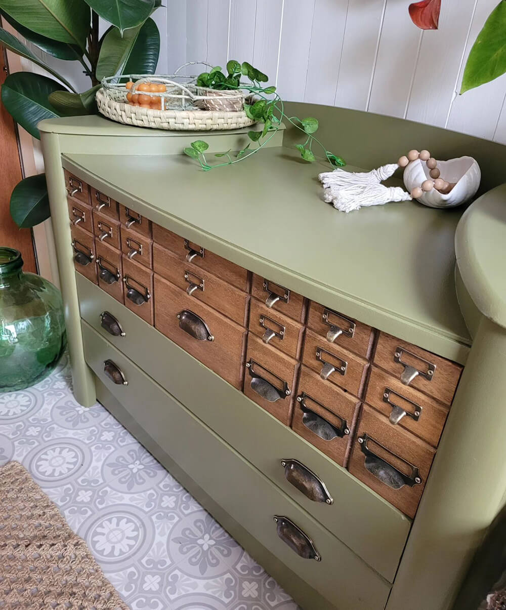 olive green wooden cabinet