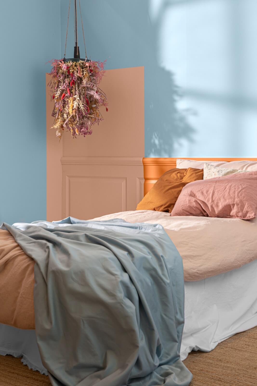 stylish orange and blue wall