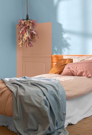 stylish orange and blue wall