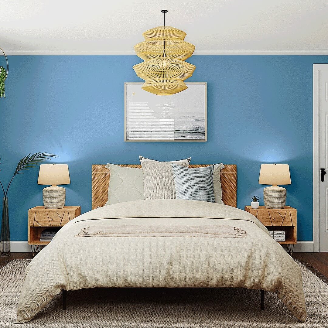vibrant blue bedroom wall