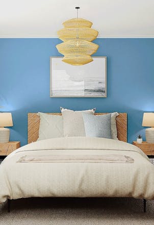 vibrant blue bedroom wall