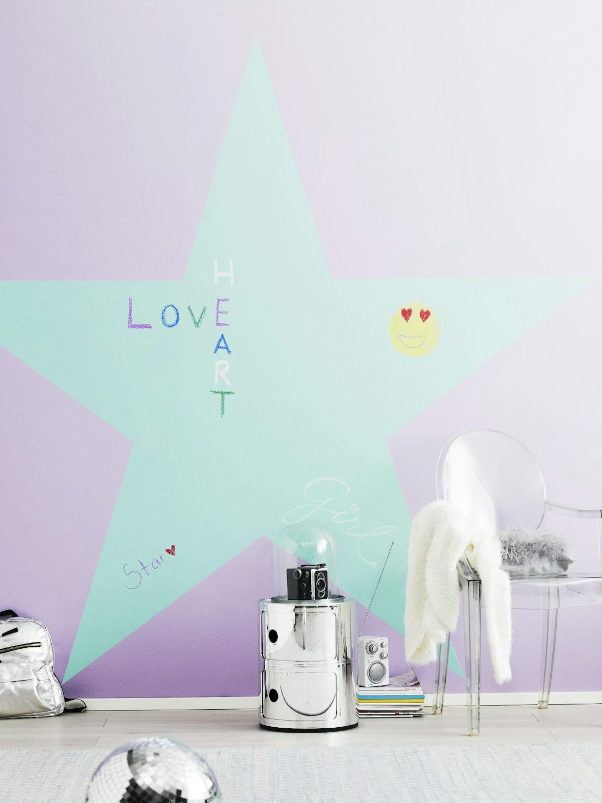 Star Chalkboard Wall Kids Bedroom left Image