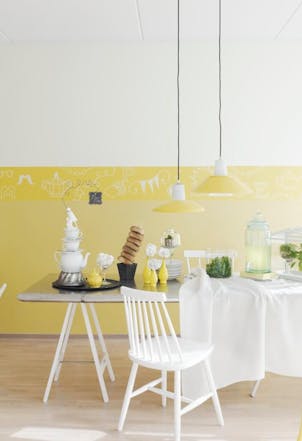 White and yellow wall