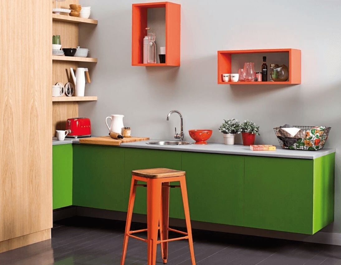bright green kitchen cabinets