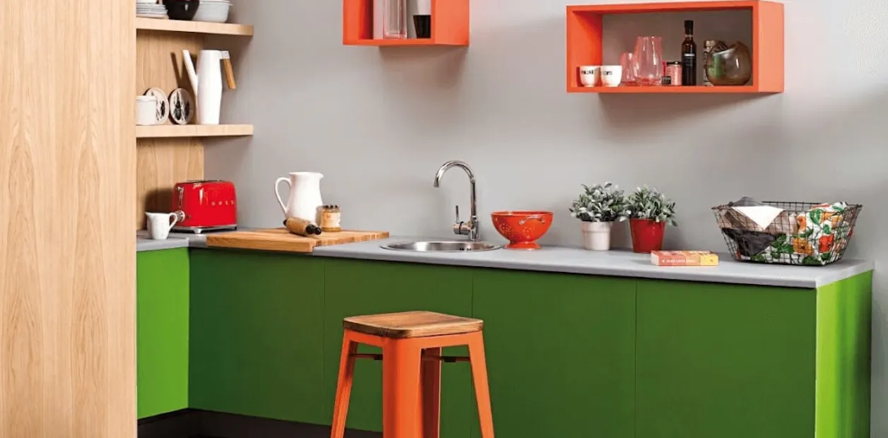 bright green kitchen cabinets