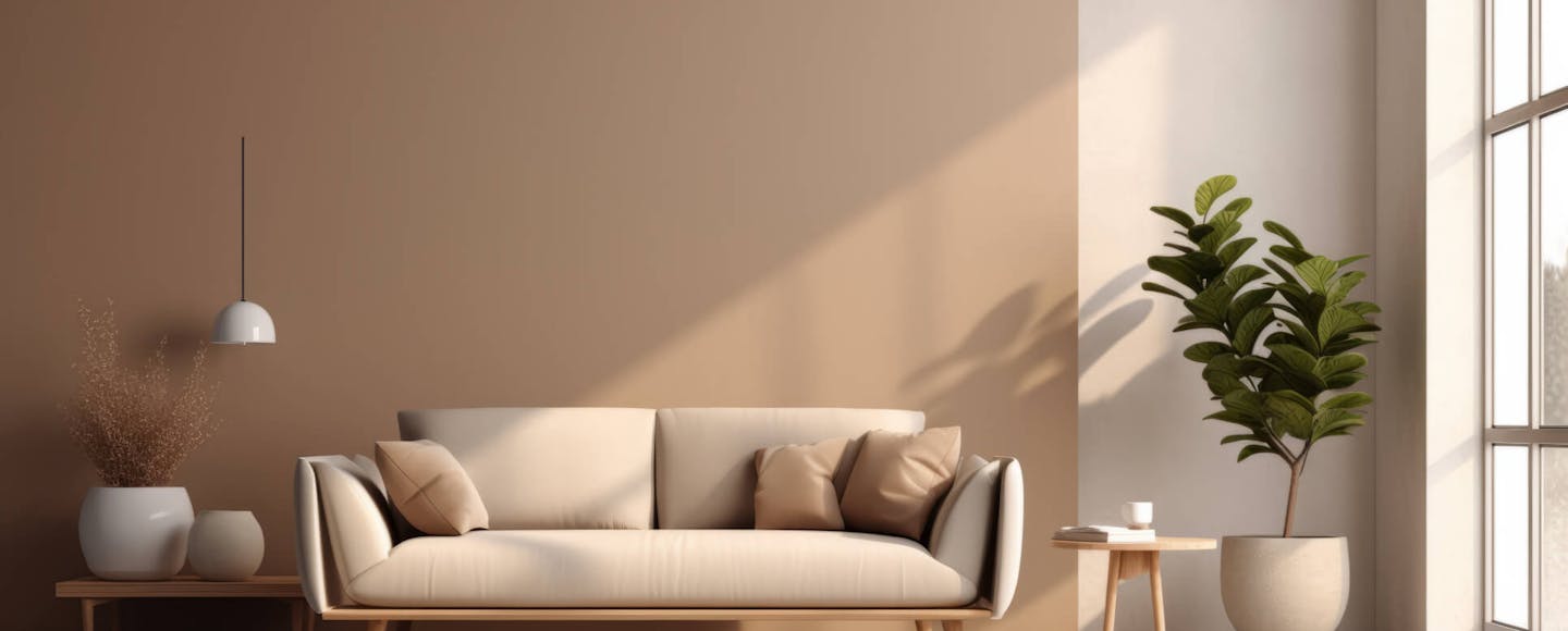 Living room with a warm beige wall