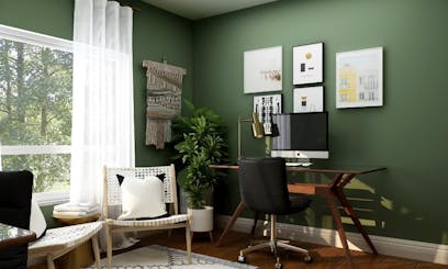 dark green home office