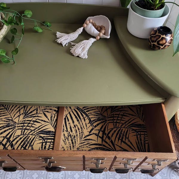 olive green wooden cabinet