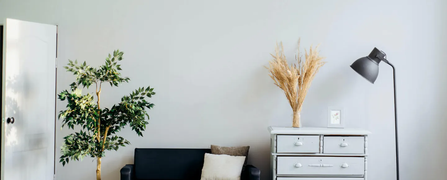 Muted blue-grey living room wall