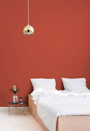 bright red bedroom wall