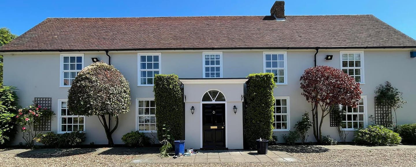 wide angle image of a large house