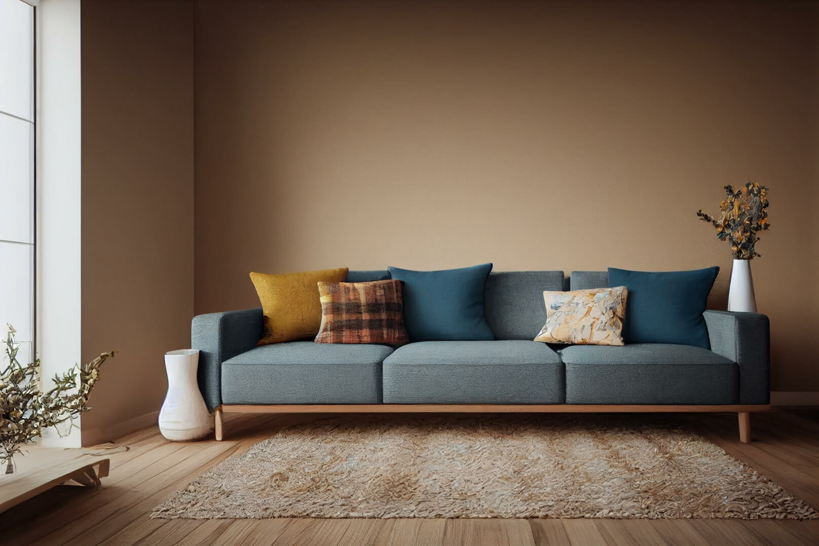Soft clay wall in a living room 