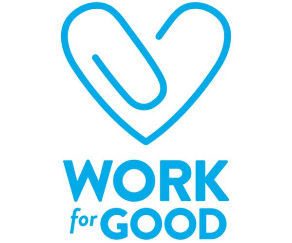 work for good logo blue and white