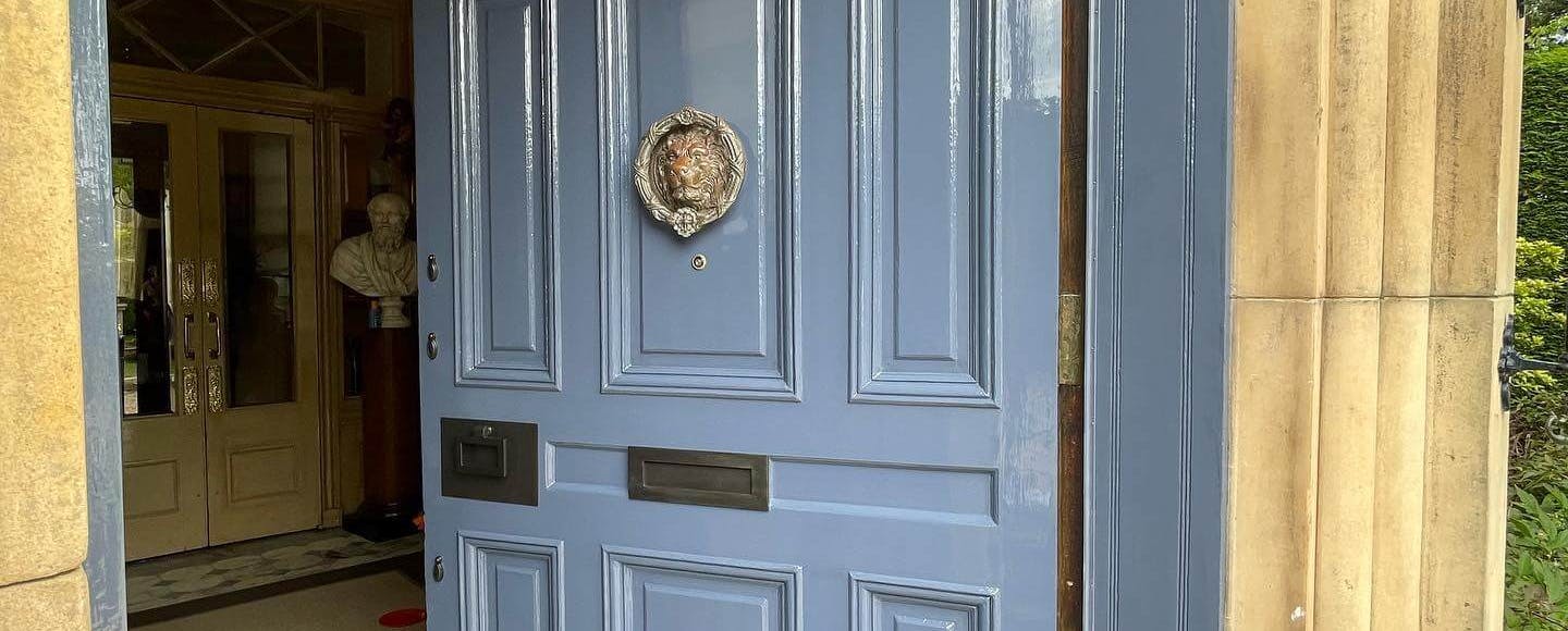 blue glossy front door