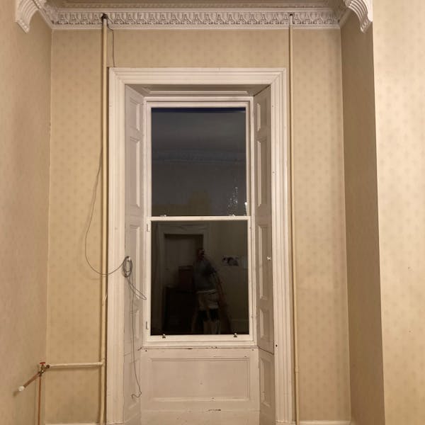before painting cornice door and window alcove