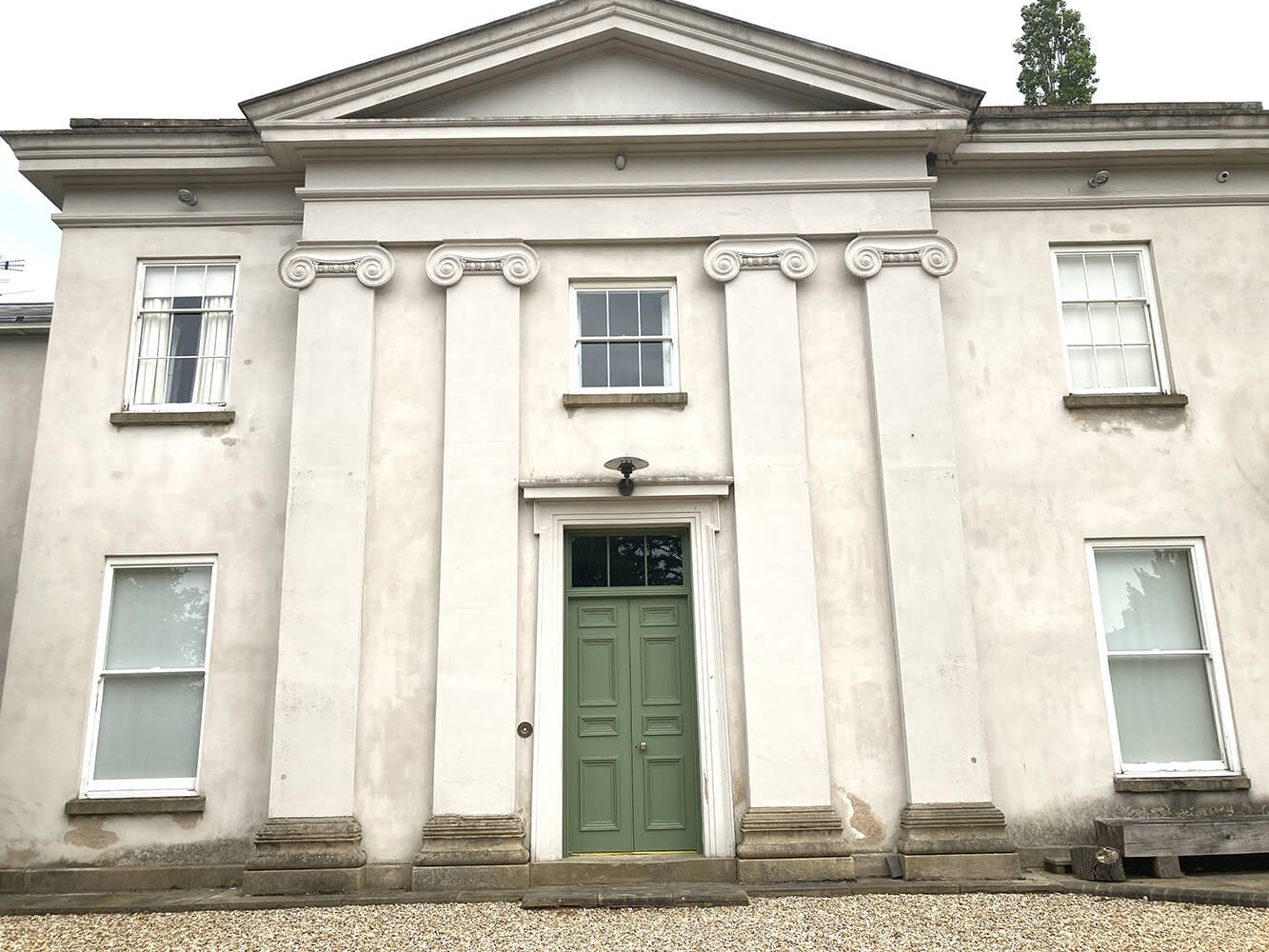 horizontal view of a historic building after image