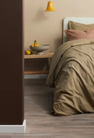 warm beige tone on a bedroom wall